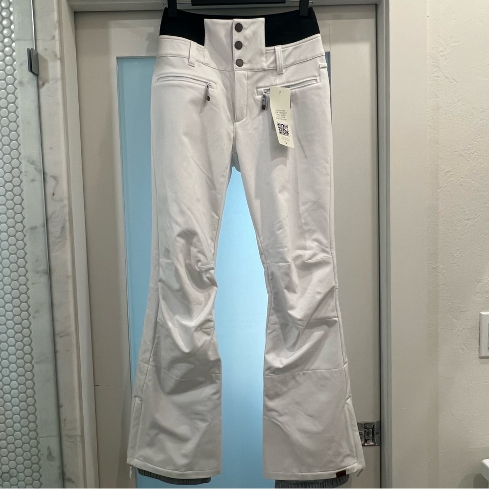 Roxy White Ski Snow Pants with Black Waistband